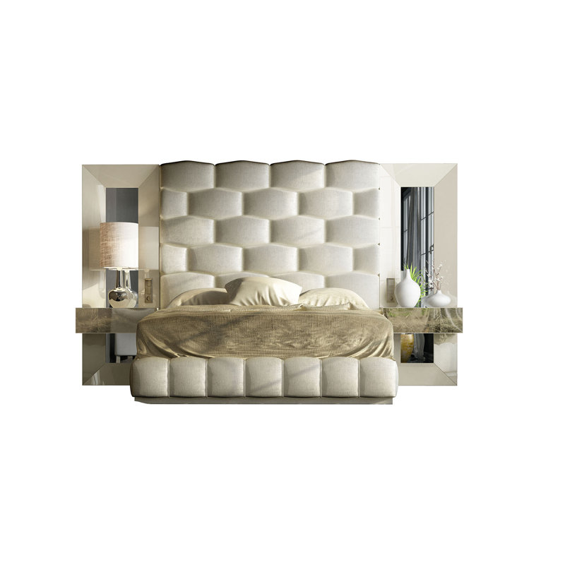 Orren Ellis Tufted Solid Wood and Upholstered Standard Bed Wayfair